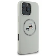 Etui i futerały do telefonów - Karl Lagerfeld Etui Hard Case Silicone Karl & Choupette Heads Ring MagSafe do iPhone 16 Pro, beżowe - miniaturka - grafika 1