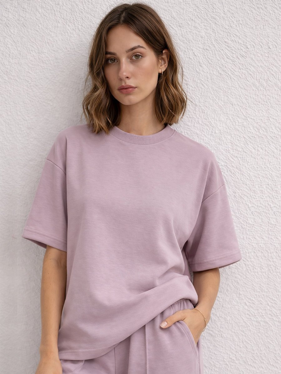 Gładki T-shirt z wiskozą XL jasny fiolet