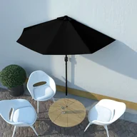 Parasole ogrodowe - vidaXL Półparasol balkonowy, aluminiowy słupek, czarny, 270x135x245 cm vidaXL - miniaturka - grafika 1
