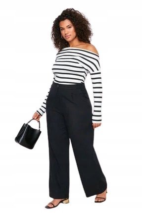 TRENDYOL CZARNE SPODNIE WYSOKI STAN PROSTE BAWEŁNIANE 42 5AA