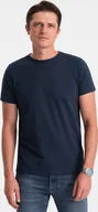 Koszulki męskie - Ombre Klasyczny T-shirt męski bawełniany BASIC - granatowy V2 OM-TSBS-0146 S - miniaturka - grafika 1