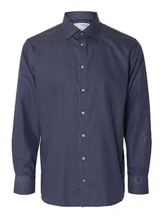 SELECTED HOMME męska koszula rekreacyjna SLHREGDUKE-Non Iron - Regular Fit S M L XL XXL, granatowy blezer, XXL - Koszule męskie - miniaturka - grafika 1