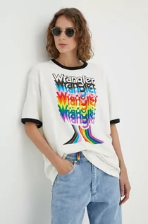 Koszulki sportowe damskie - Wrangler t-shirt bawełniany kolor biały - grafika 1