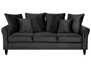 Beliani Sofa trzyosobowa welur czarna BORNHOLM - Sofy i kanapy - miniaturka - grafika 1