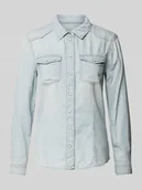 Bluzki damskie - Bluzka jeansowa o kroju shaped fit ze szwami w kontrastowym kolorze model ‘ALEXA’ - miniaturka - grafika 1