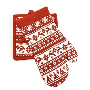 Zestaw podkładka i rękawica kuchenna Christmassy 19 x 30 cm - Fartuchy i rękawice kuchenne - miniaturka - grafika 1