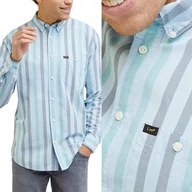 Koszule męskie - Lee RIVETED SHIRT Blue Sky LUŹNA BŁĘKITNA KOSZULA W PASKI RELAXED FIT S - miniaturka - grafika 1