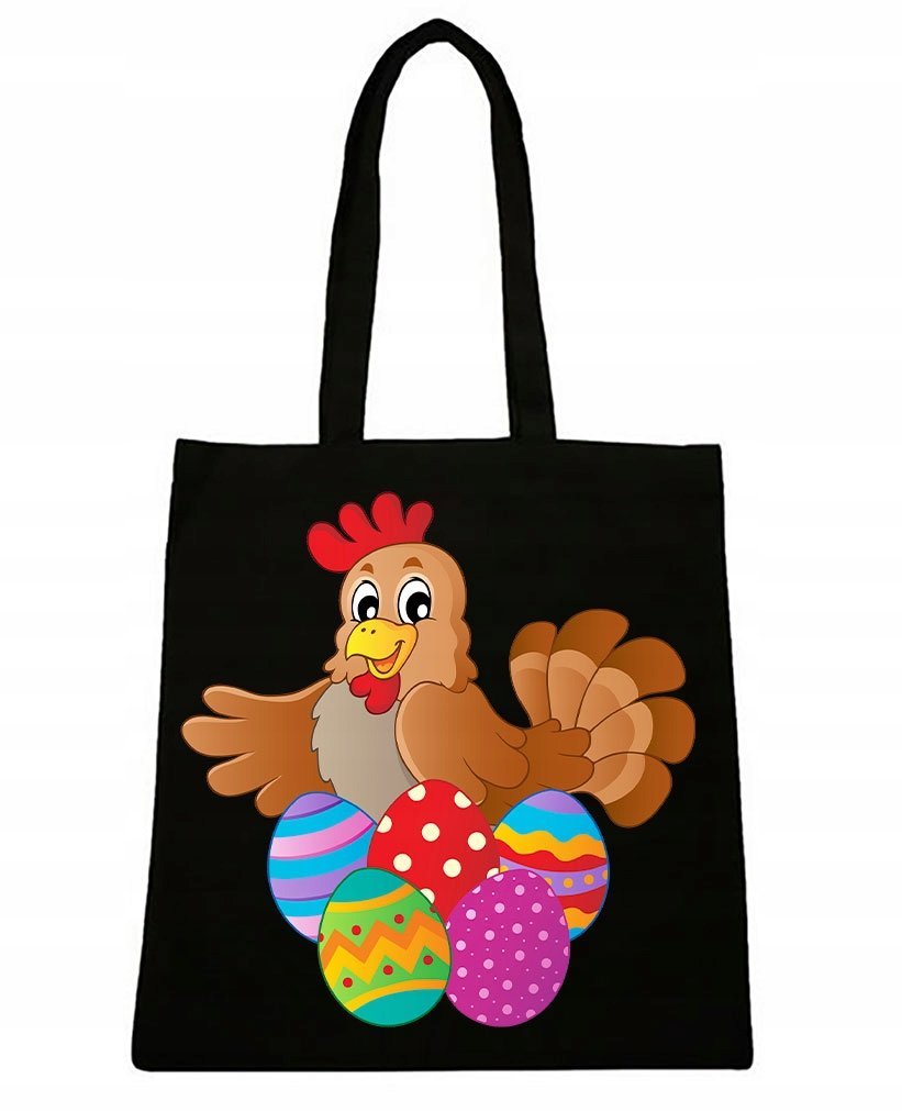 TORBA CZARNA NA RAMIĘ ŚWIĄTECZNA WIELKANOC ZAJĄC