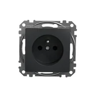Gniazdka elektryczne - Gniazdo pojedyncze z uziemieniem Schneider Sedna Design SDD114012 z przesłonami zaciski bezgwintowe czarny antracyt Design  Elements w - miniaturka - grafika 1