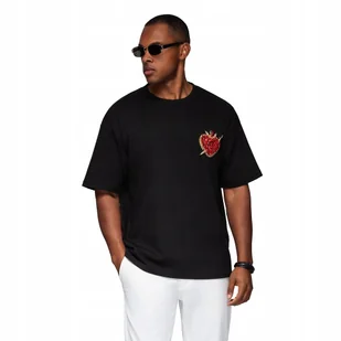 Męska bawełniana koszulka z ozdobnym nadrukiem - czarna V1 OM-TSCT-0290 S - Koszulki męskie Męska bawełniana koszulka z ozdobnym nadrukiem - czarna V1 OM-TSCT-0290 S - Koszulki męskie - miniaturka - grafika 1