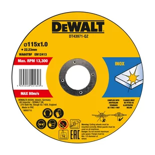Tarcza do cięcia metalu 115 x 1 x 22.23 mm DT43971-QZ FASTCUT DEWALT 5054905245672 - Akcesoria do elektronarzędzi - miniaturka - grafika 1