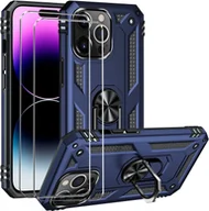 Etui i futerały do telefonów - zestaw ochronny 2 w 1 dla Apple iPhone 13 Pro Max składa się z 2x szklanej osłony ekranu 9H i 1x silikonowego etui - niebieska osłona - miniaturka - grafika 1