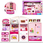 Zabawki AGD - Kuchnia duży zestaw mebelków dla lalek - różowy - miniaturka - grafika 1