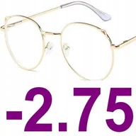 Okulary korekcyjne, oprawki, szkła - Okulary metal korekcyjne minusy kocie uszy -2.75 - miniaturka - grafika 1