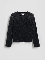 Bluzki dla dziewczynek - Reserved - Bluzka z cyrkoniami - czarny - miniaturka - grafika 1