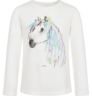 T-shirt z długim rękawem dla dziewczynki, z koniem, biały, 3-8 lat - Bluzki dla dziewczynek - miniaturka - grafika 1