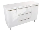 Szafki łazienkowe - Szafka Stojąca Z Blatem ATH 120 cm K - Biały Wysoki Połysk - Uchwyty Stal Szczotkowana - miniaturka - grafika 1