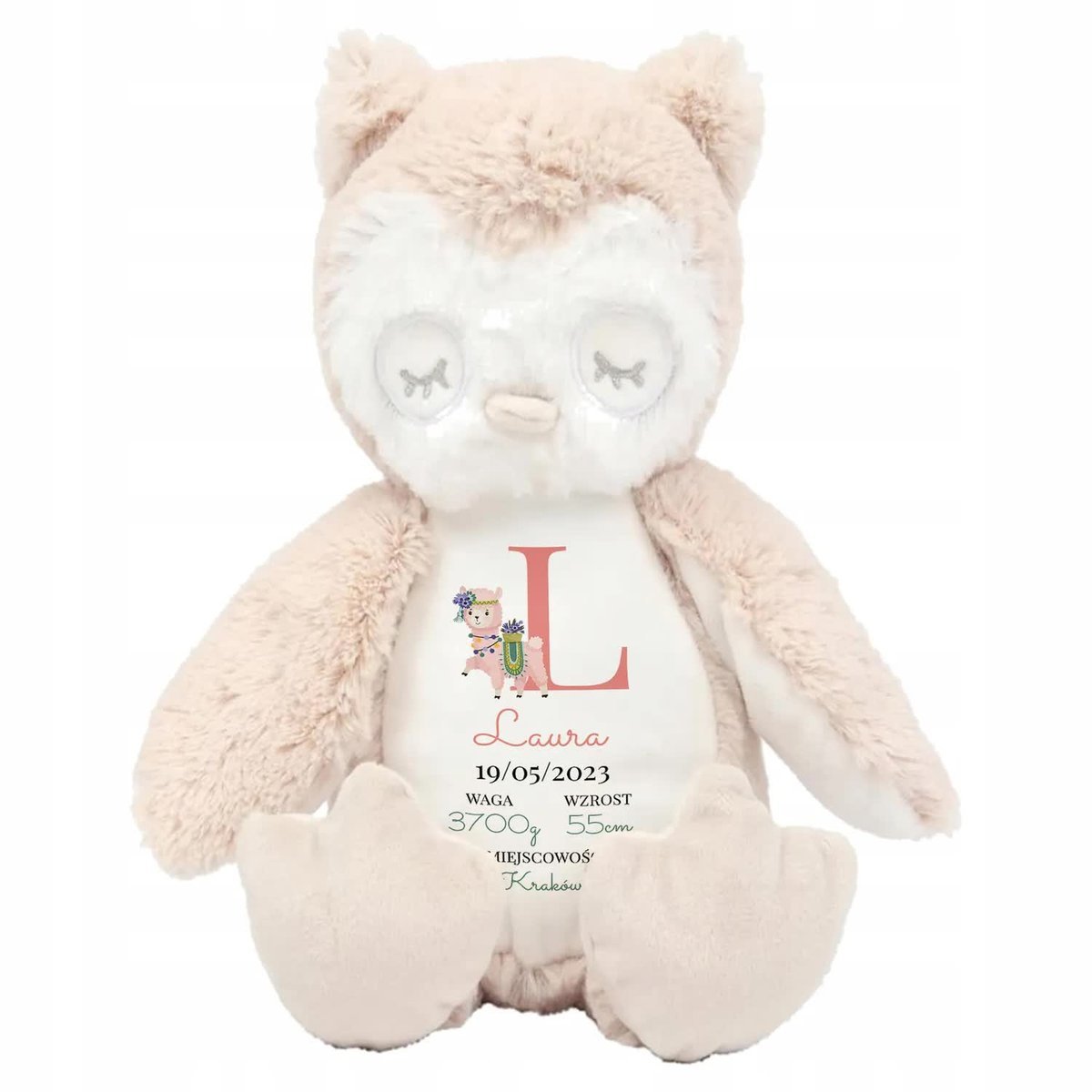 MIŚ PRZYTULANKA SOWA Na Prezent Odwiedziny Dla Dziecka METRYCZKA IMIĘ Wzory