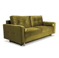 Sofy i kanapy - Sofa STELLA w kolorze oliwkowym z funkcją spania i pojemnikiem na pościel - miniaturka - grafika 1
