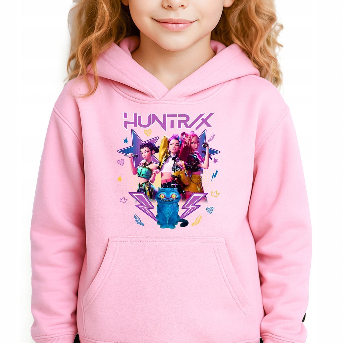 Bluza Dziecięca Różowa Z Kapturem KPOPOWE WOJOWNICZKI Bajka Wzory - 116 cm