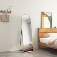 Lustra - Lustro stojące EMKE 147x45cm pełnowymiarowe lustro w złotej aluminiowej ramie zakrzywione lustro ubraniowe z folią okienną przeciwwybuchową - miniaturka - grafika 1