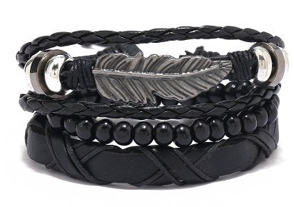 ZESTAW BRANSOLETKA DAMSKA RZEMYK PIÓRKO 3szt