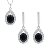 Zestawy biżuterii dla kobiet - Komplet z szafirem i białymi cyrkoniami - kolczyki z zawieszką - miniaturka - grafika 1