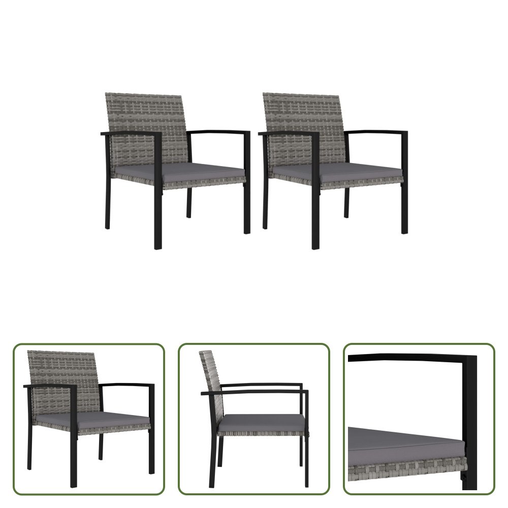 The Living Store Krzesła ogrodowe do jadalni 2 szt. Poli rattan szary