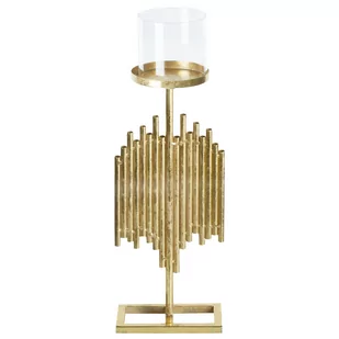 Świecznik metalowy 53 cm złoty NIAS - Świeczniki - miniaturka - grafika 1