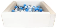 Suche baseny - Kwadratowy suchy basen z ekoskóry z 200 piłeczkami (biały, cappuccino/biały, transparentny, pudrowy niebieski/baby blue, szary) - miniaturka - grafika 1