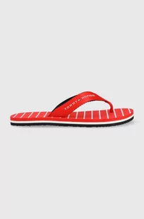 Tommy Hilfiger japonki TOMMY ESSENTIAL ROPE SANDAL damskie kolor czerwony na płaskim obcasie FW0FW07142 - Klapki i japonki damskie - miniaturka - grafika 1