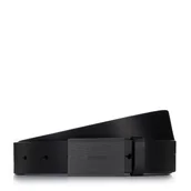 Paski - Męski pasek skórzany z pełną klamrą tłoczoną w paski - miniaturka - grafika 1