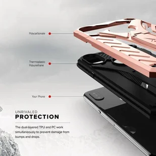 Zizo Static Cover Pancerne etui iPhone X z podstawką (Rose Gold/Black) - Etui i futerały do telefonów - miniaturka - grafika 6