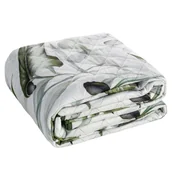 Narzuty - Narzuta na łóżko 200x220 cm Ellen pikowana zielona biała oliwka monstera poliester - miniaturka - grafika 1