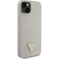 Etui i futerały do telefonów - Etui GUESS Croco Triangle Metal Logo do Apple iPhone 15 Złoty - miniaturka - grafika 1