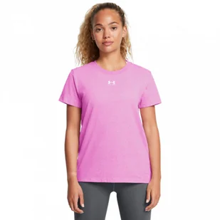 Damski t-shirt z nadrukiem Under Armour Campus Core Ss - różowy - UNDER ARMOUR - Koszulki sportowe damskie - miniaturka - grafika 1