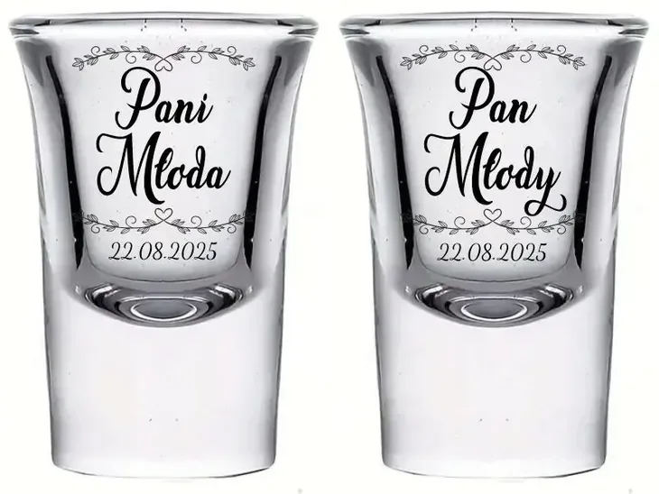 2sztuki oszukane Kieliszki do wódki 15ml z GRAWEREM ślub rocznica prezent