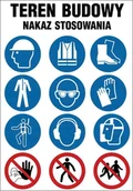 Akcesoria BHP - Tablica zbiorcza Teren budowy Nakaz stosowania piktogramy 70x100cm PCV 5mm - miniaturka - grafika 1
