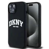 Etui i futerały do telefonów - Etui DKNY Liquid Silicone White Printed Logo MagSafe na iPhone 15 / 14 / 13 - czarne - miniaturka - grafika 1