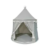 Namioty i tipi dla dzieci - Namiot Dla Dzieci Do Pokoju Ogrodu Domu Zamek Pałac Składany Tipi Szary - miniaturka - grafika 1