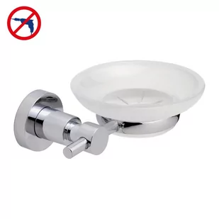 tesa TESA Loxx mydelniczka (bez wiercenia, chromowany, szkło satynowane osłona (zdejmowane), roztwór w zestawie, 50 MM X 140 MM X 112 MM) - Mydelniczki i dozowniki mydła - miniaturka - grafika 1