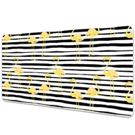 Podkładki na biurko - Podkładka na biurko Złote flamingi na geometrycznym tle 90x45 cm - miniaturka - grafika 1