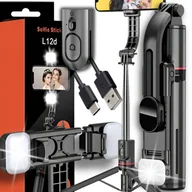 Selfie stick - KIJEK DO SELFIE STICK BLUETOOTH PILOT STATYW TRIPOD Z LAMPĄ LED DO TELEFONU - miniaturka - grafika 1