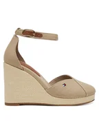 Półbuty damskie - Tommy Hilfiger Półbuty Flag High Wedge Espad Closed Toe FW0FW08494 Beżowy - miniaturka - grafika 1