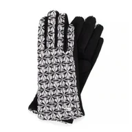 Rękawiczki - Damskie rękawiczki w pepitkę z logo czarno - białe - miniaturka - grafika 1