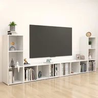 Szafki RTV - vidaXL Lumarko Szafki telewizyjne, 4 szt., białe, 107x35x37 cm, płyta wiórowa 3080033 - miniaturka - grafika 1