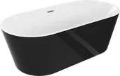 Wanny - Mexen Luna wanna wolnostojąca 160 x 75 cm, biała/czarna, przelew chrom - 52031607575-01 - miniaturka - grafika 1