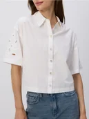 Koszule damskie - Reserved - Koszula z ażurowymi rękawami - biały - miniaturka - grafika 1