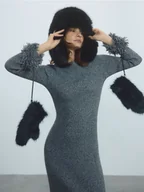 Czapki damskie - Reserved - Czapka ze sztucznego futerka - czarny - miniaturka - grafika 1