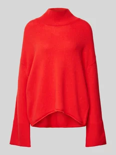 Sweter o luźnym kroju z dzianiny z mieszanki żywej wełny ze stójką - Swetry damskie - miniaturka - grafika 1